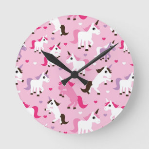 unicornillustrationen lurar bakgrund rund klocka