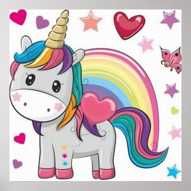 Unicornio y Corazones Poster (Framsidan)