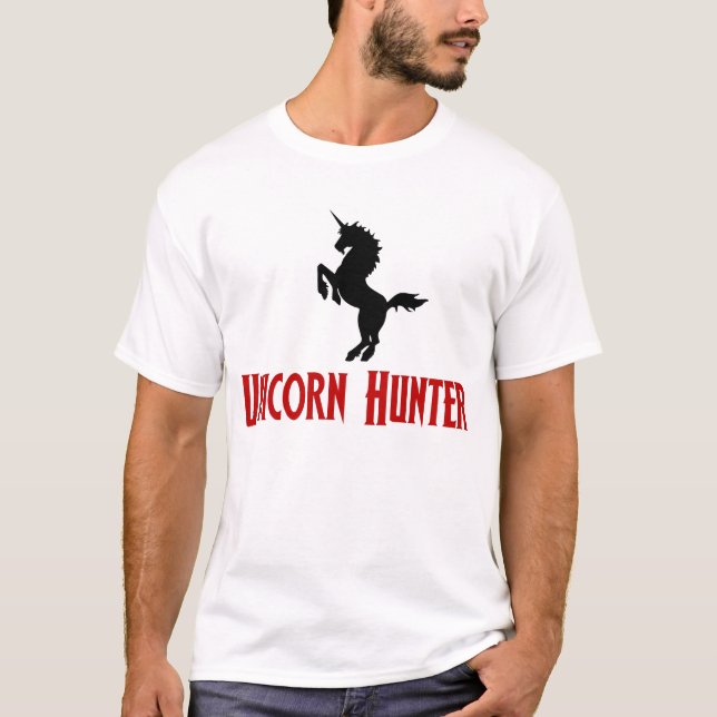 Unicornjägare (svarten & rött) t-shirt (Framsida)