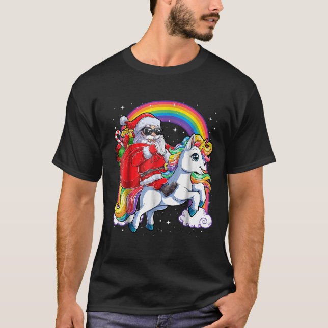 Unicornjulsskjortor Flickungar T Shirt (Framsida)