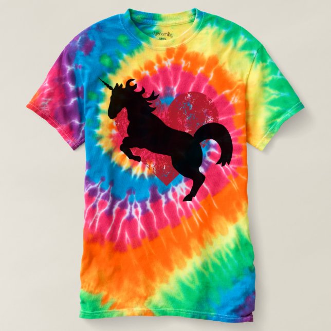 Unicornkärlek- och tiefärgcoolness. t shirt (Design framsida)