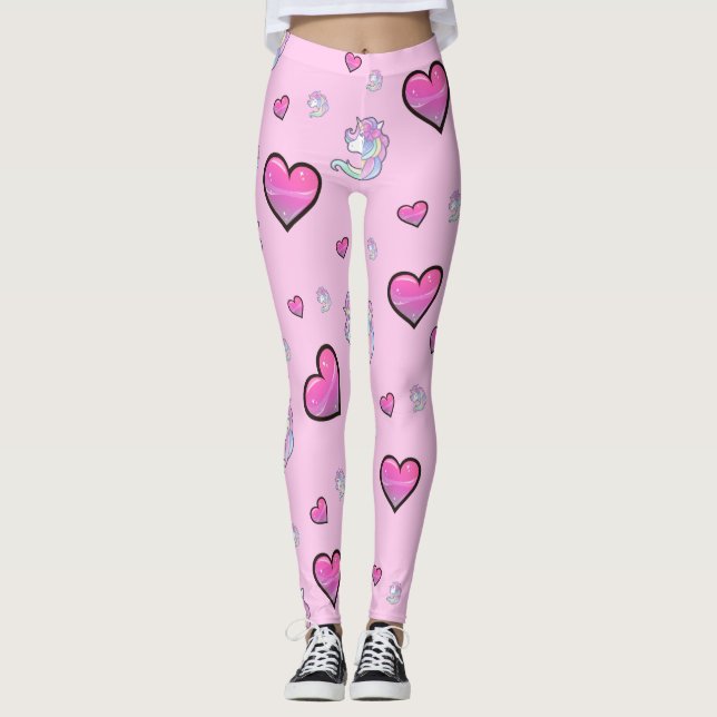 Unicornkärlekdamasker Leggings (Framsida)