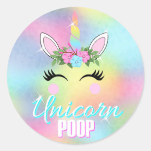 Unicornklistermärkear, UnicornPoop, party favors Runt Klistermärke