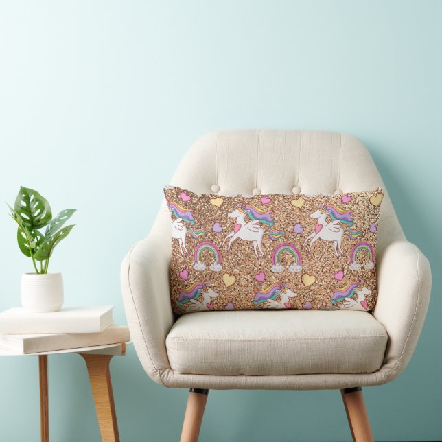 Unicornkudde i glitter lumbarkudde (Stol)