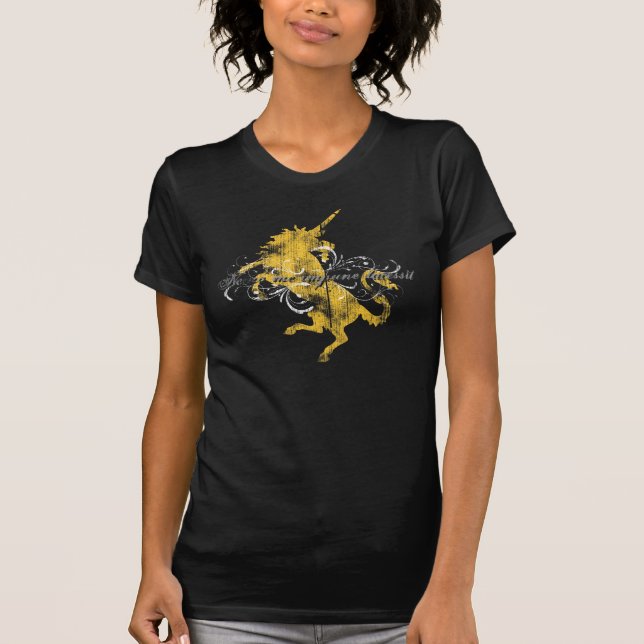 Unicornkvinna mörka skjorta t-shirt (Framsida)
