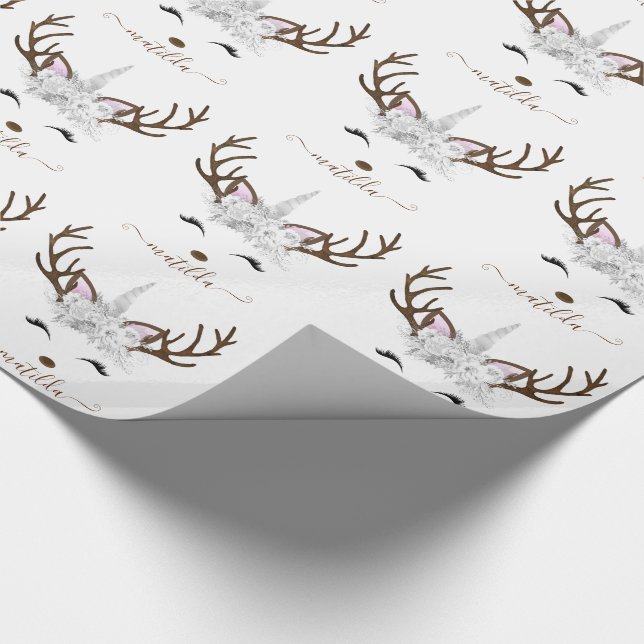 Unicornmajs silver glitter i Elegant under jul Presentpapper (Hörn)