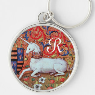 UNICORNMONOGRAM RUND SILVERFÄRGAD NYCKELRING