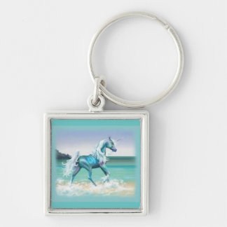 Unicornnyckelring Fyrkantig Silverfärgad Nyckelring