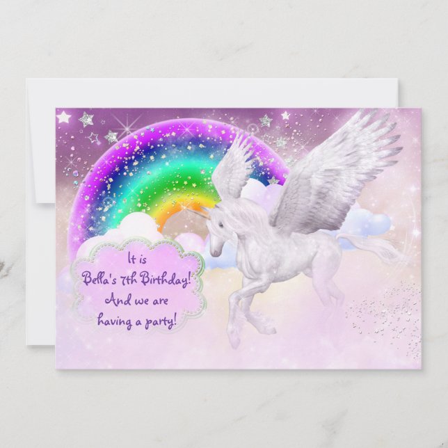 Unicornpartyinbjudan Inbjudningar (Framsida)