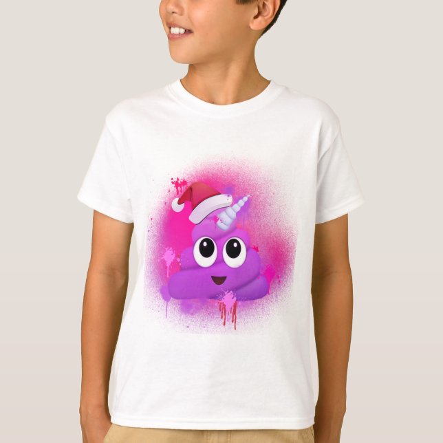 UnicornPoopSanta Emoji sprutmålningsfärg T Shirt (Framsida)