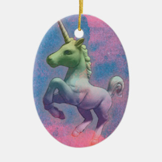 Unicornprydnad - Oval (muffinrosor) Julgransprydnad Keramik