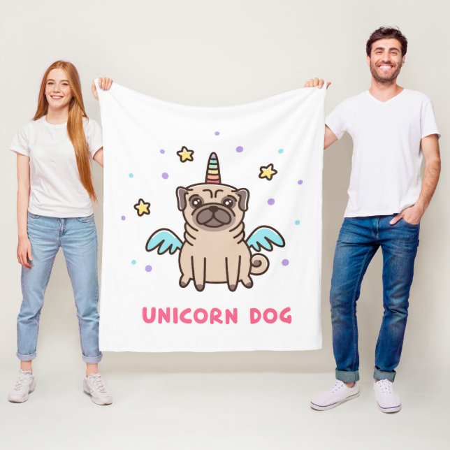Unicornregnbågehund Fleecefilt (På plats)