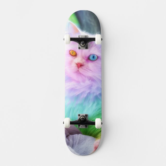 Unicornregnbågekatt Skateboard Bräda 19,5 Cm (Framsida)