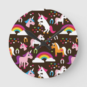 unicornregnbågen lurar bakgrundshästen rund klocka