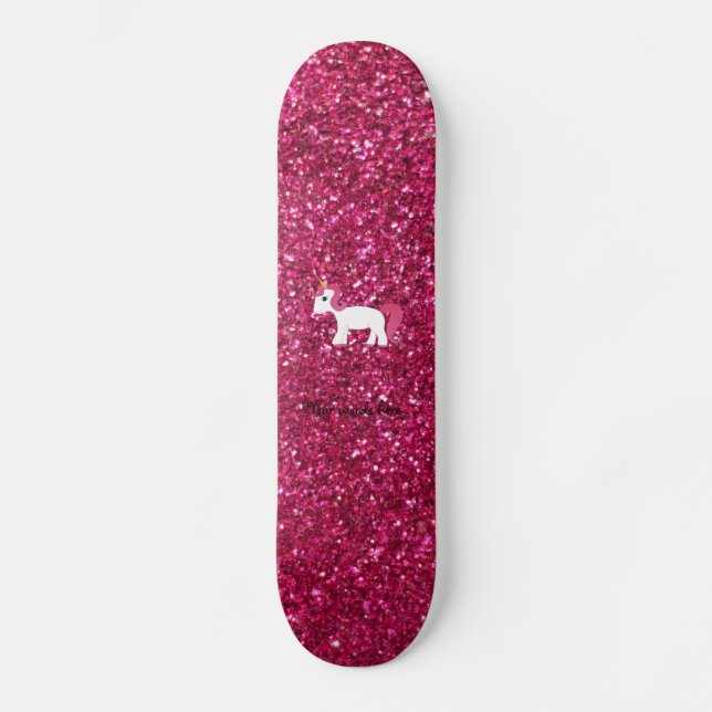 Unicornrosaglitter Skateboard Bräda 19,5 Cm (Framsida)