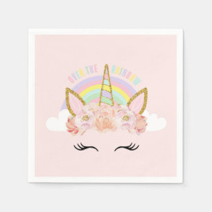Unicornrosor & guld- partyservetter pappersservett