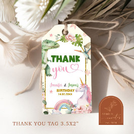 Unicorns and Dinosaurs Joint Syskon Gift Märkres Presentetikett