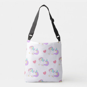 Unicorns and Hearts Mönster Cute Pastel Axelväska