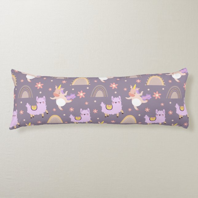 Unicorns and Llamas Body Pillow Kroppskudde (Framsidan)