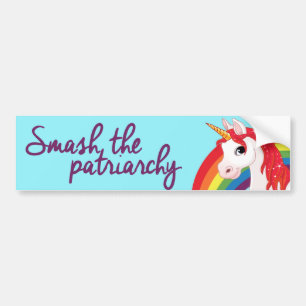 Unicorns and Rainbows - Smash the Patriarchy - fem Bildekal
