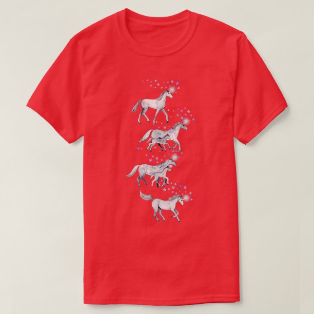 Unicorns and Stars on Soft Grått T Shirt (Design framsida)