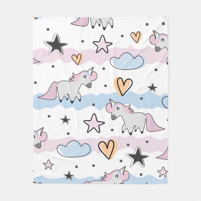 Unicorns and stars pattern fleecefilt (Framsidan)