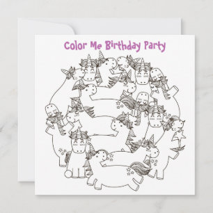 *~* Unicorns Anpassade FÄRG ME Birthday Inbjudningar