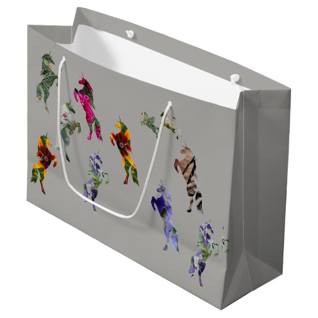 Unicorns Anpassningsbar Gift Bag - stor, glansig (Framsidan Vinklad)