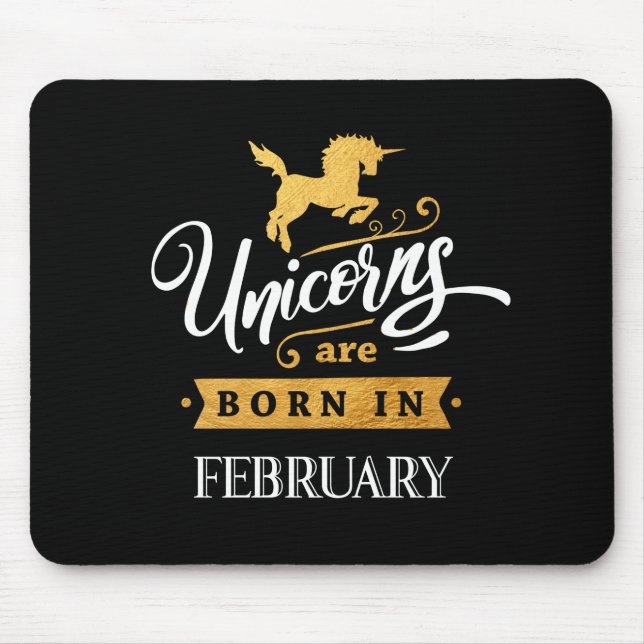 Unicorns är bördiga Februari - Calligraphykonst Musmatta (Framsidan)