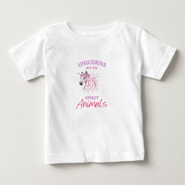 Unicorns är min själ Djur baby vit T-shirt (Framsida)