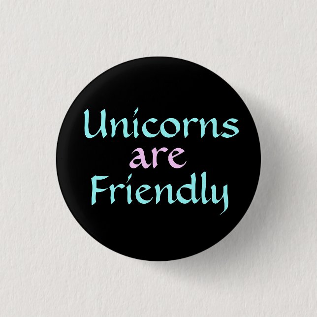 Unicorns är vänliga knäppas! knapp (Framsida)