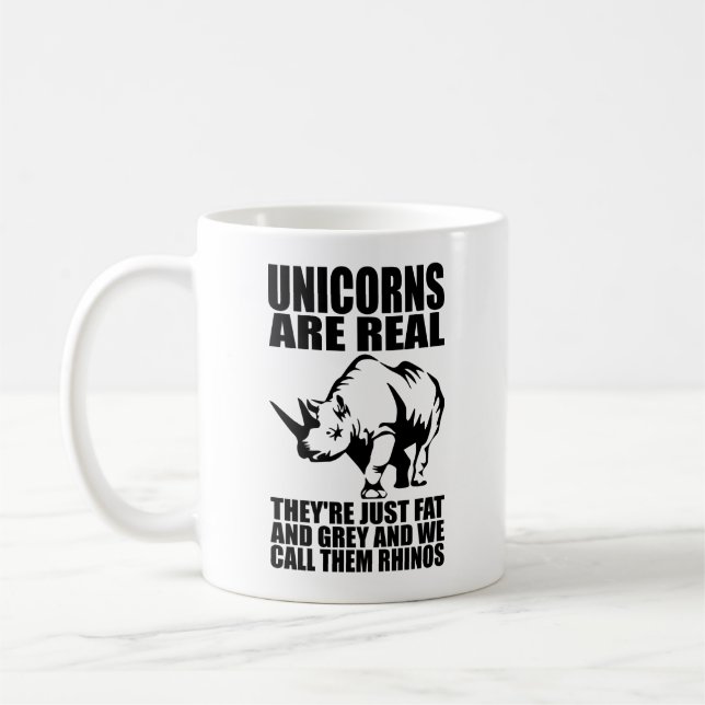 Unicorns är verkliga - de är Rhinos - en underbar  Kaffemugg (Vänster)