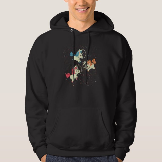 Unicorns Astronaut Outer Space Magical Animal Gala Hoodie (Framsida)
