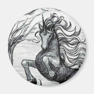 Unicorns Black Unicorn Black & White Teckning Magnet