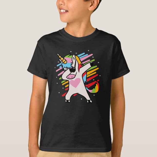 Unicorns dab-gåva t shirt (Framsida)