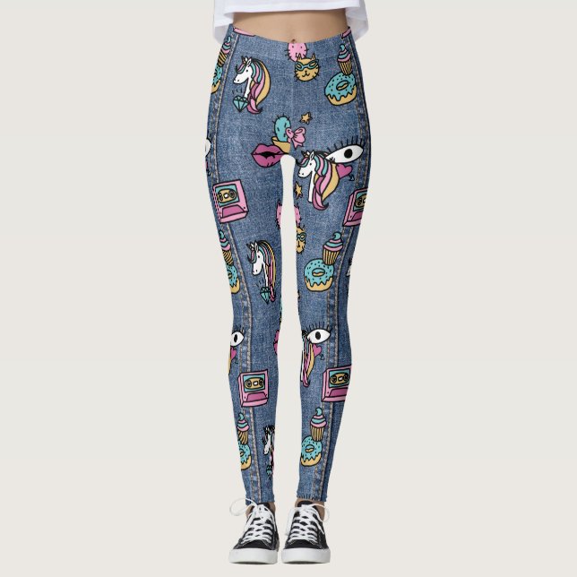Unicorns deim legings leggings (Framsida)