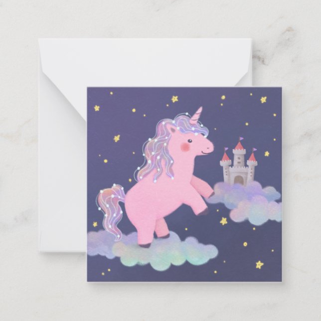 Unicorn's Dream Fantasy Illustration Anteckningskort (Framsida)