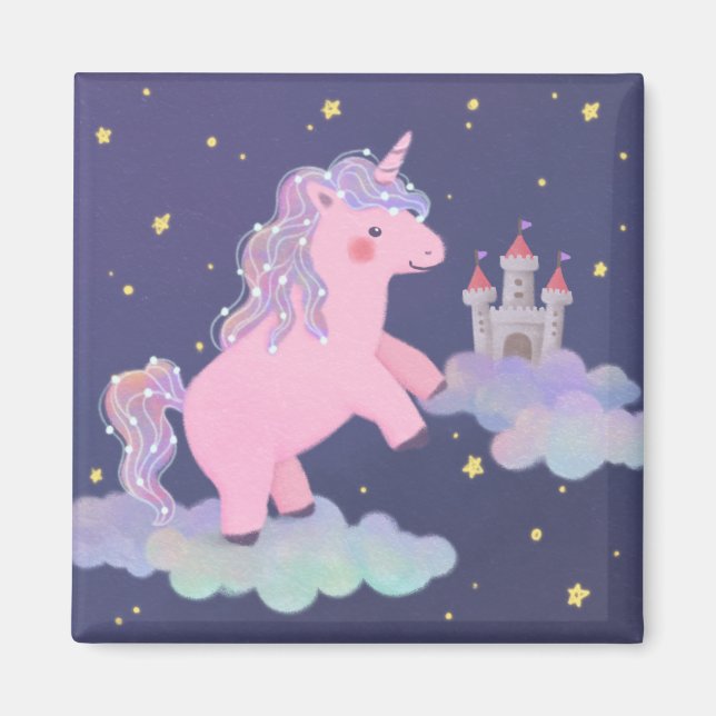 Unicorn's Dream Fantasy Illustration Magnet (Framsidan)