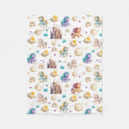 Unicorns & Fairytale Castle - Fantasy Kids Bedding Fleecefilt