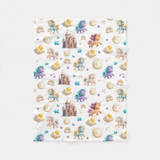 Unicorns & Fairytale Castle - Fantasy Kids Bedding Fleecefilt