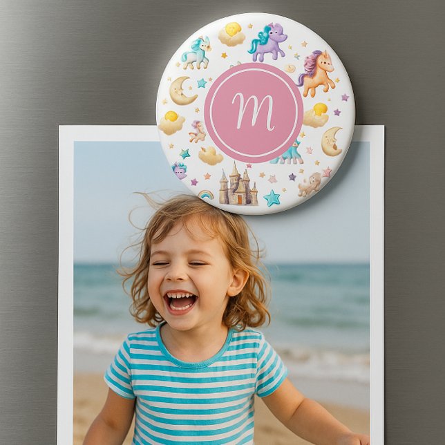 Unicorns & Fairytale Castle - Whimsical Fantasy Magnet (Skapare uppladdad)