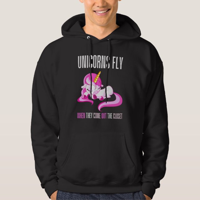Unicorns flyger när de Komar ut ur garderoben Unic Hoodie (Framsida)