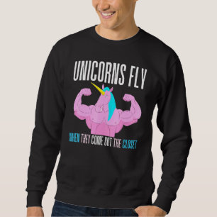 Unicorns flyger när de Komar ut ur garderoben Unic Lång Ärmad Tröja