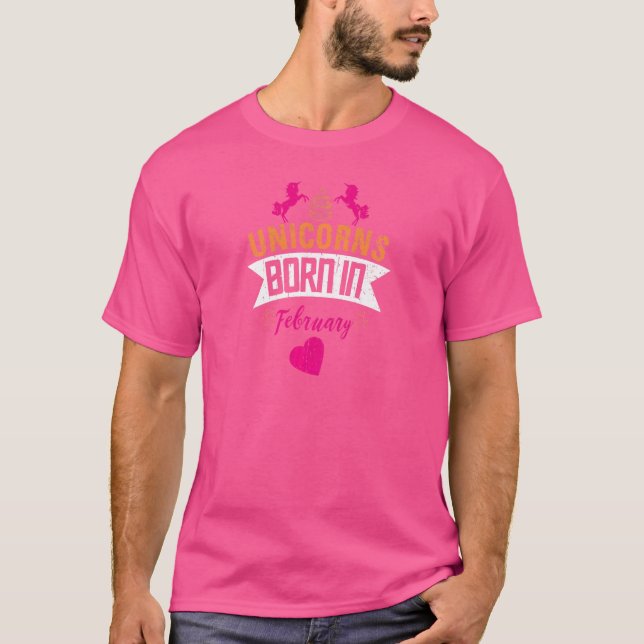 Unicorns, född i februari t shirt (Framsida)