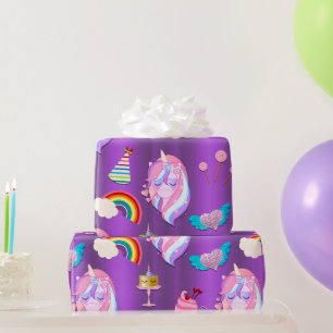 Unicorns Födelsedagsfest om Lila Presentpapper