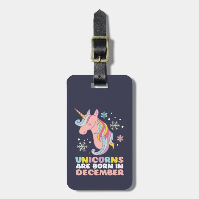 Unicorns föds i december bagagebricka (Vertikal Framsida)