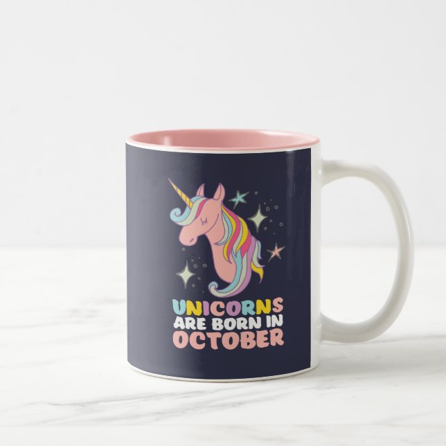Unicorns föds upp i oktober. Två-Tonad mugg (Höger)