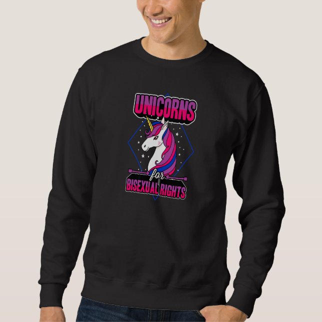 Unicorns for Bisexual Högers Magic Majestic LGBT Lång Ärmad Tröja (Framsida)