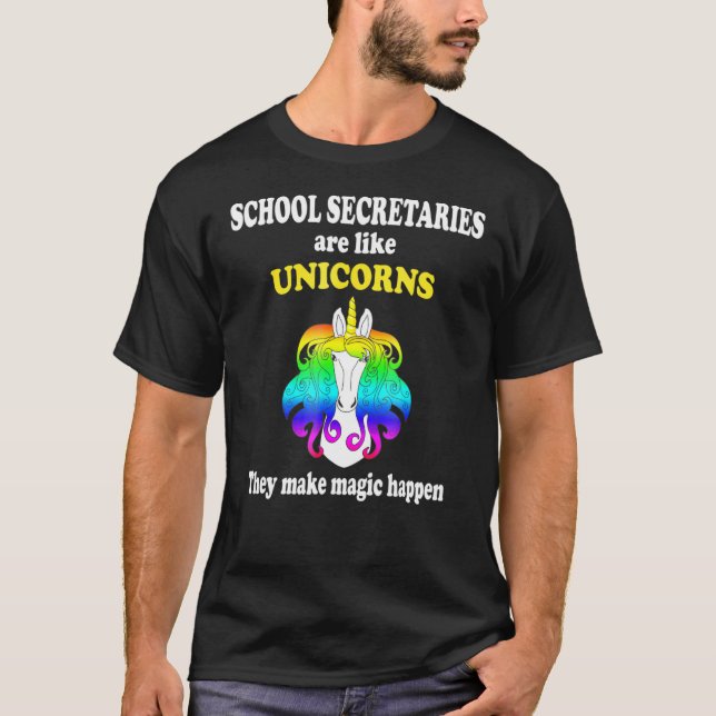Unicorns for Magic School Secretary T Shirt (Framsida)