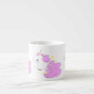 Unicorns för rosafärgtecknad med stjärnor behan espressomugg